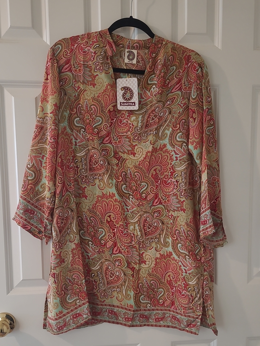 Coral Paisley V-Neck Women's Tunic
